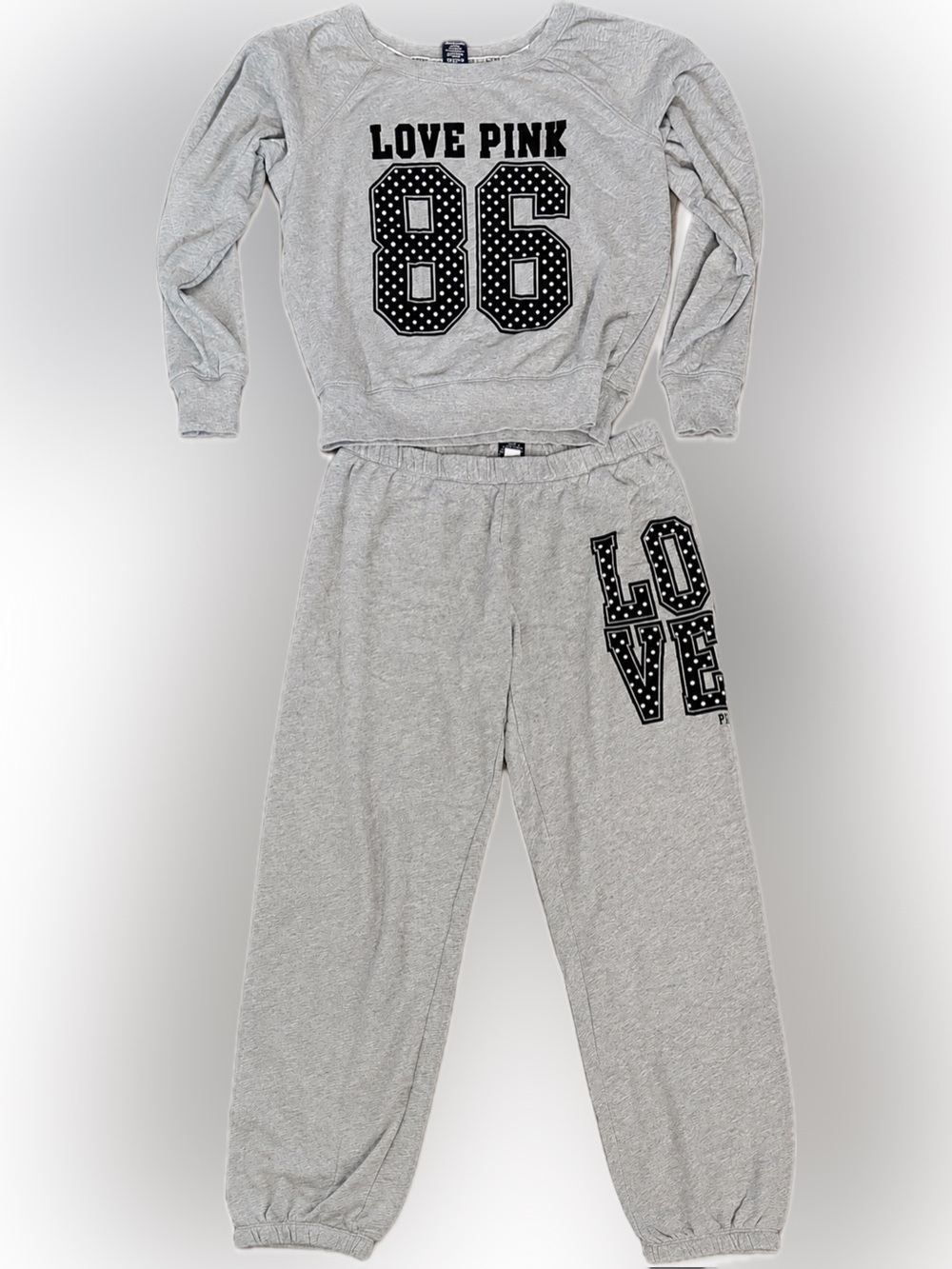 VINTAGE PINK Victoria's Secret Gray 'LOVE PINK 86' Matching Set - Picture 3 of 6
